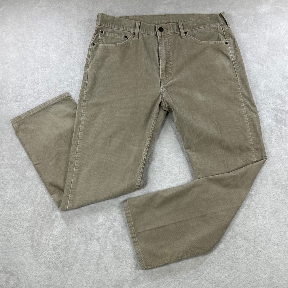 Levi's 505 Corduroy Pants Mens 38x30 Khaki Tan Regular Fit Straight Leg Stretch